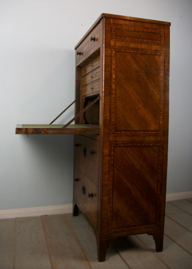 Italian Marquetry Secretaire Abattant